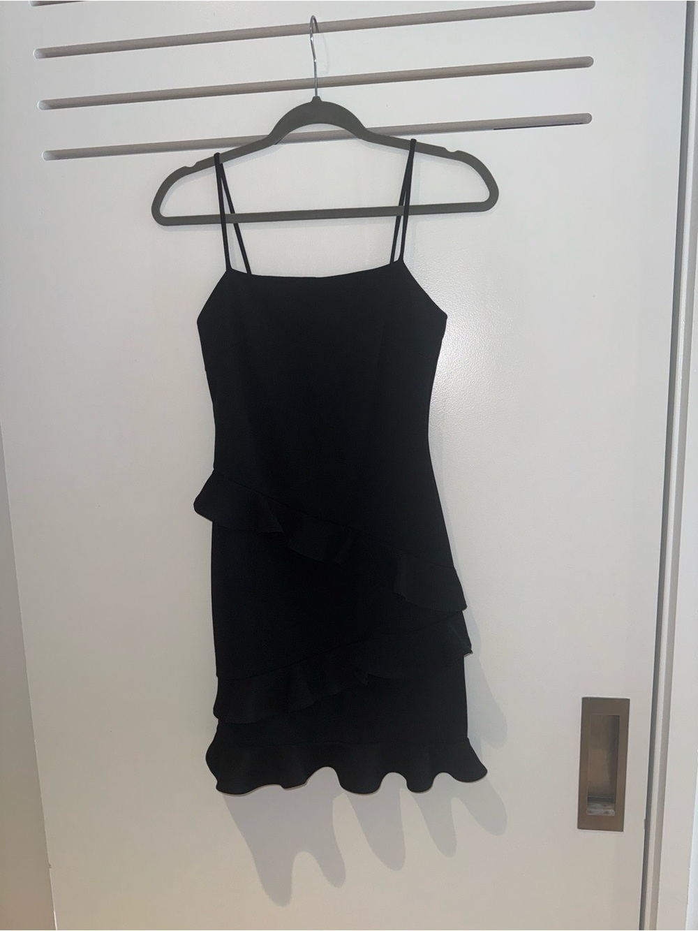Blue Blush Black Ruffle Mini Dress